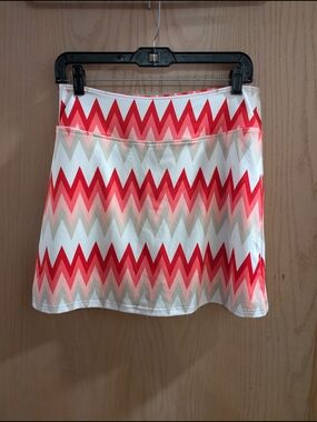 Golftini Women’s Chevron A-Line Skirt - Red, Pink & Cream